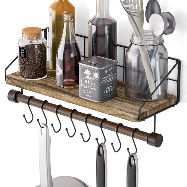 Williston Kitchen Shelf Wall Mounted Floating Shelf Wood Floating